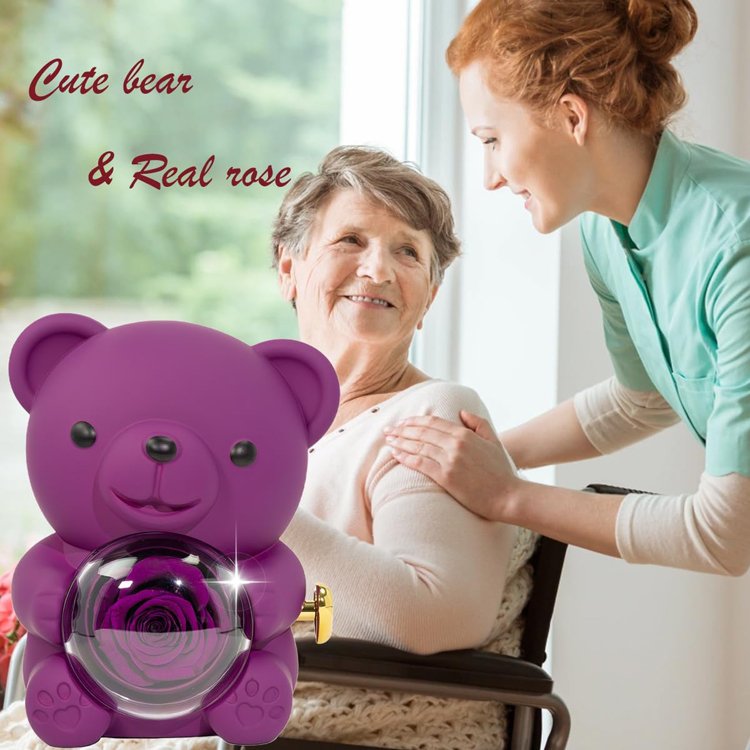 Valentine's Day Gift Cute Rose Hug Rotate Bear Gift Box for Girlfriend