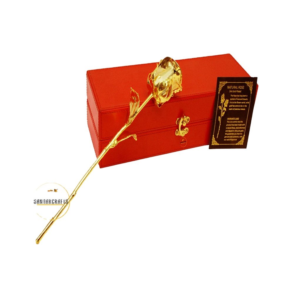2022 Wholesale Fashionable & Stylish 24k Gold Plated Natural Gold Rose Handmade Preserved Rose Gold Flower Dipped Real Natural G