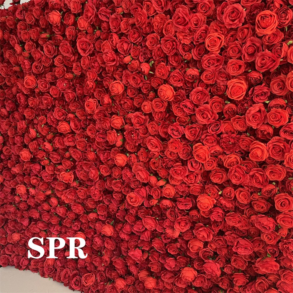SPR 5D style high quality Red flower wall panel wedding flower backdrop preserved flower wall