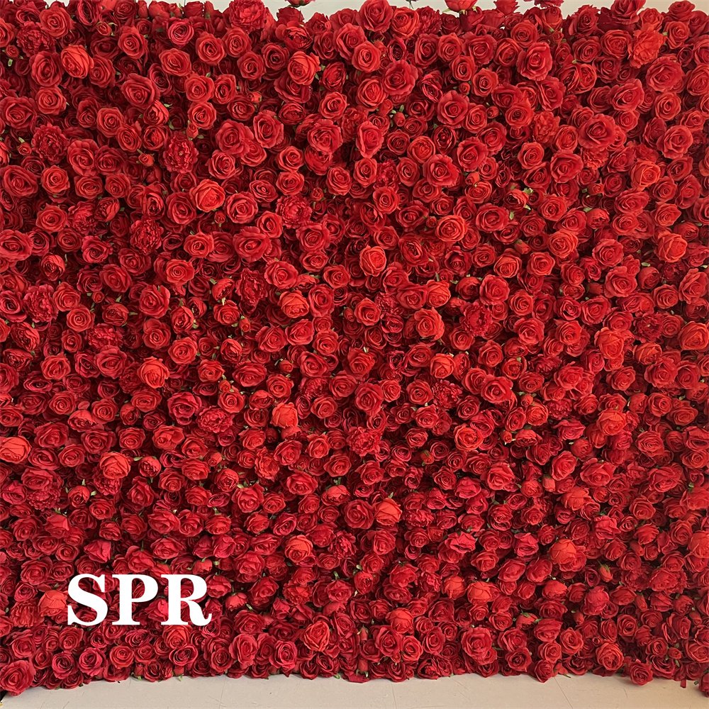 SPR 5D style high quality Red flower wall panel wedding flower backdrop preserved flower wall