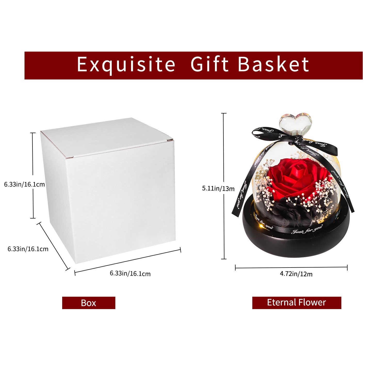 Christmas Valentines Day Gift Preserved Flowers Forever Soap Rose Eternal Preserved Roses in Glass Dome Gifts for Mom Women