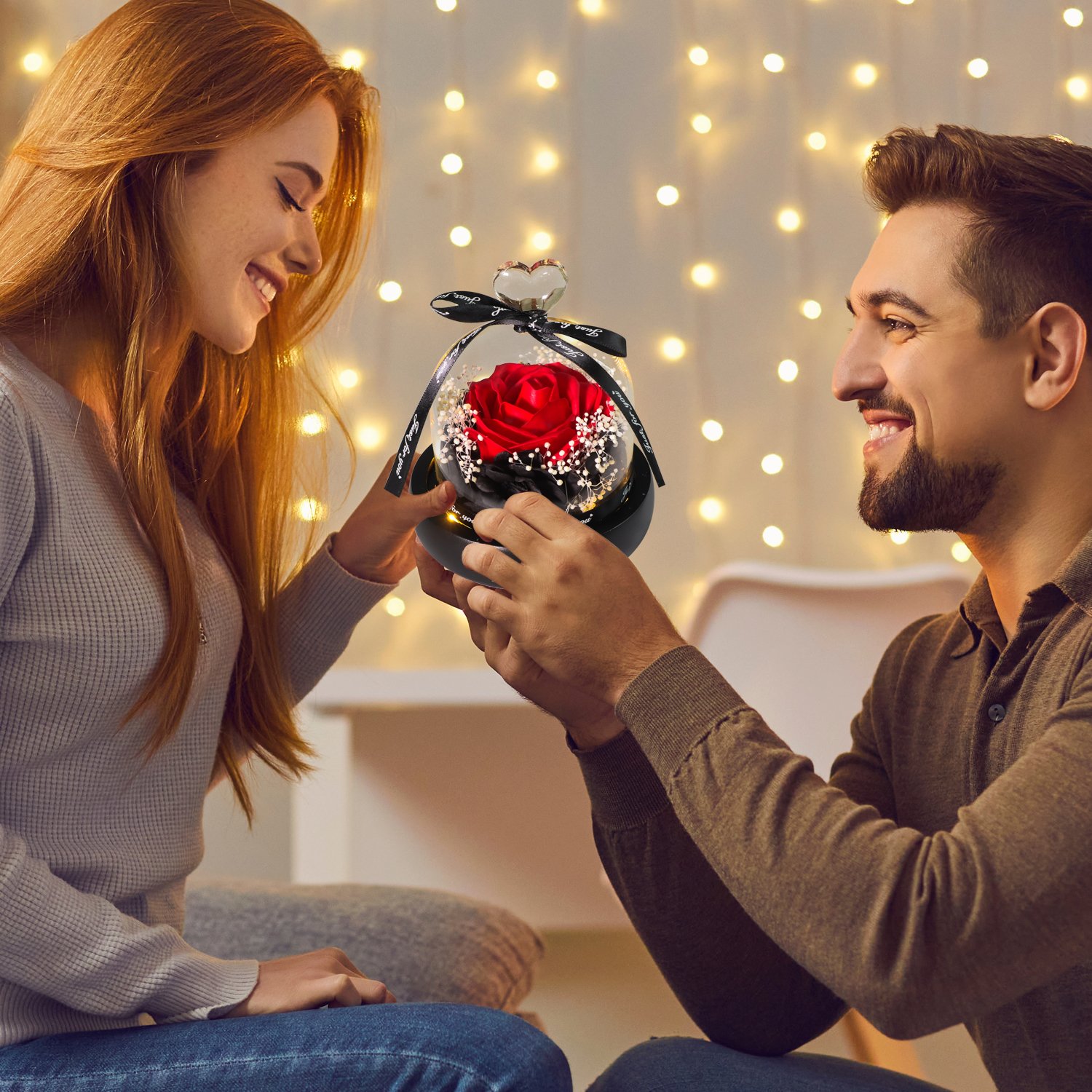 Christmas Valentines Day Gift Preserved Flowers Forever Soap Rose Eternal Preserved Roses in Glass Dome Gifts for Mom Women