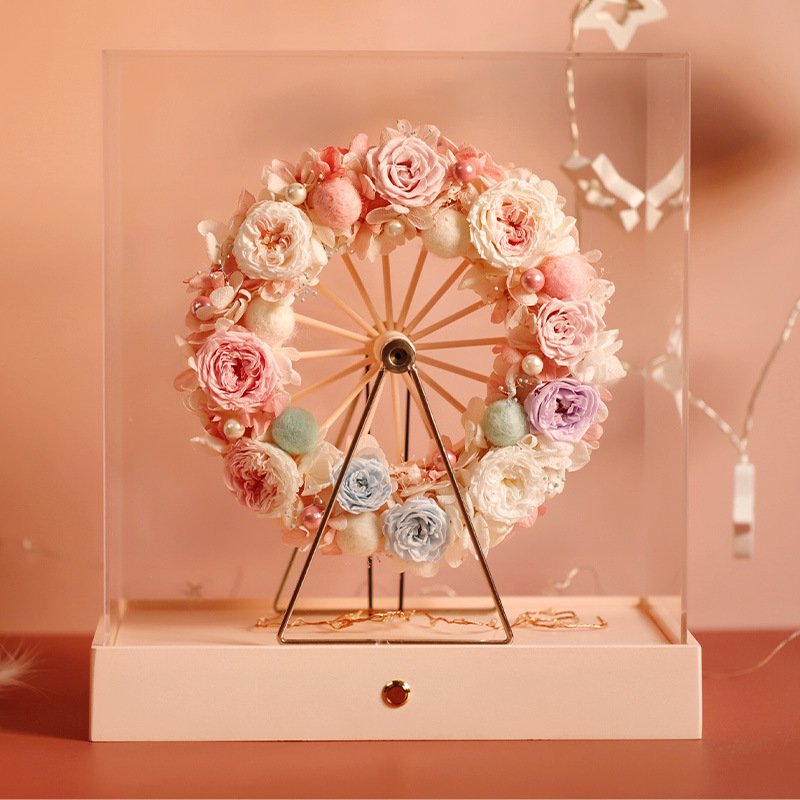 BLH Amazon's best-selling Romantic Mother's Day gift love Ferris wheel eternal flowers in glass valentine's Day Anniversary gift Best gift for Valentine's day