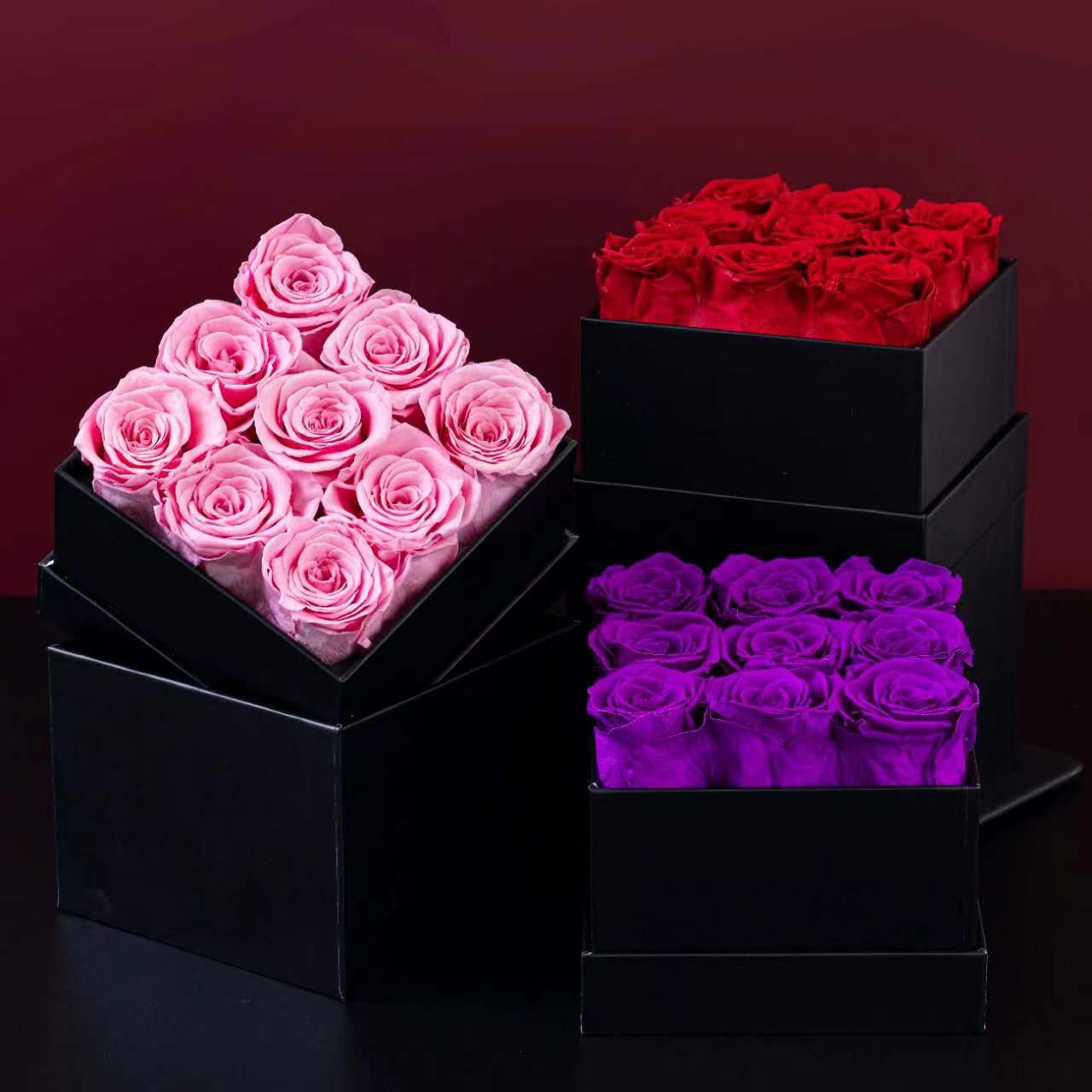Decorative Flowers Gift Immortal Infinity Eternal Forever Stabilized Preserved Roses Box