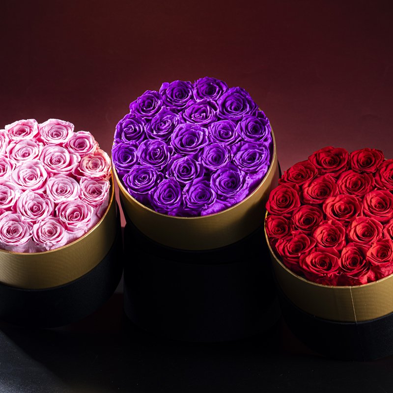 Bestselling gold edged hugging bucket preserved eternal flower decoration ornament gift box gift for girlfriend
