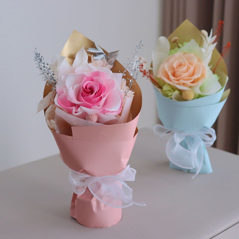 TC Best Seller Eternal Dry Flower Single Bouquet Lasting Roses Preserved Roses For Valentine Gift