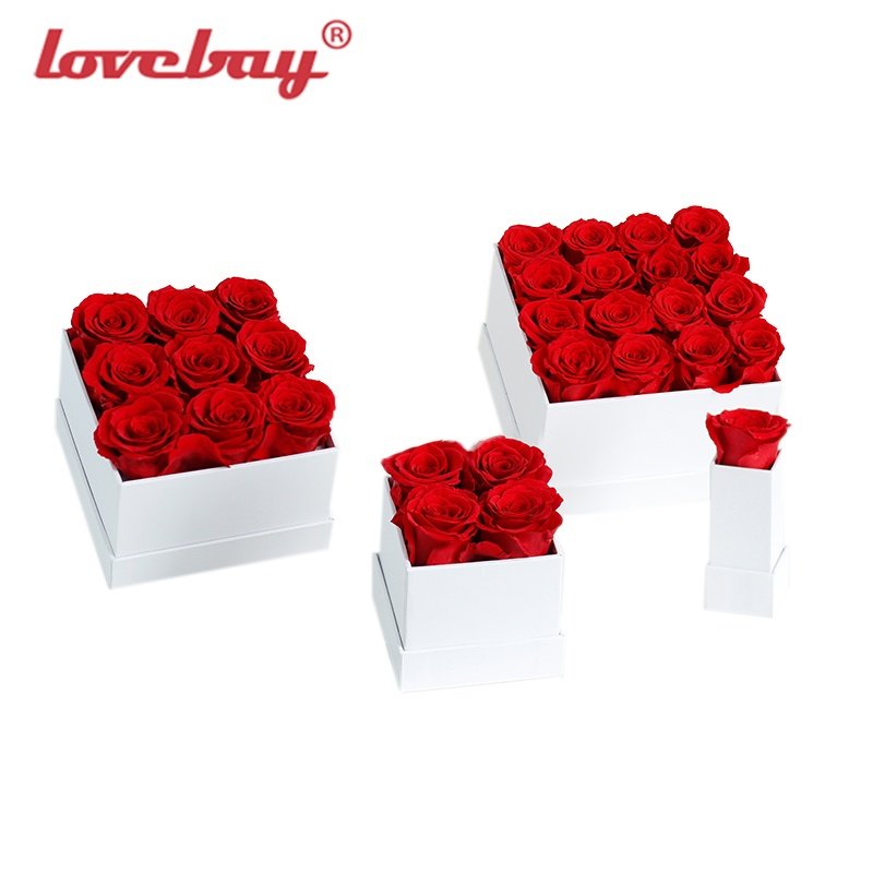Lovebay High Quality Low MOQ Natural Forever pour fleurs eternelle fresh rose red black rose flower flores preservadas flowers