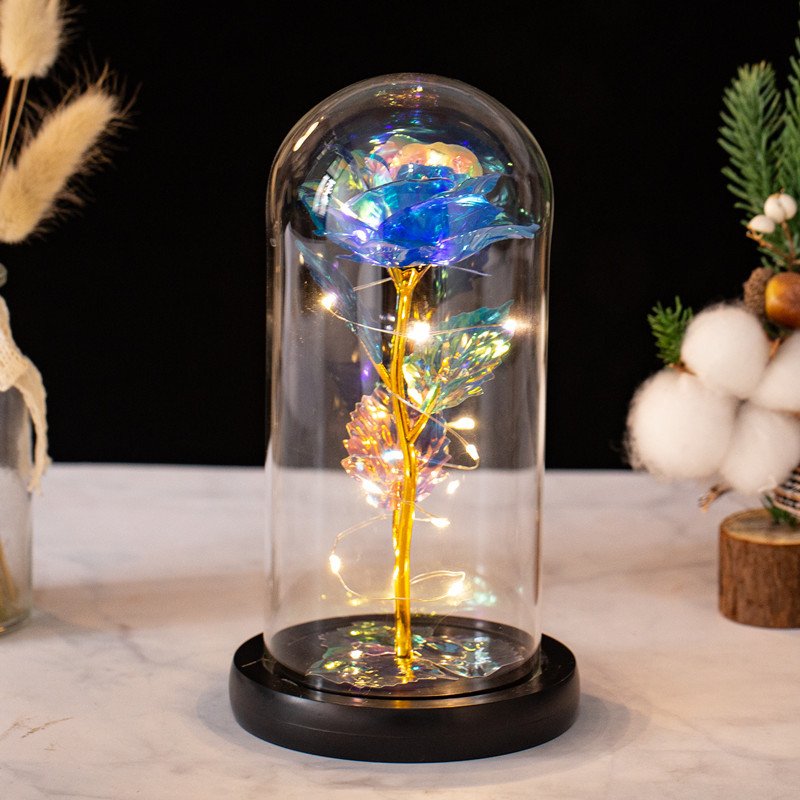 Love Mother's Valentine's Day Gift For Women Christmas Plastic Eternal Galaxy Rose Forever Rose In Glass Dome With Led Lights