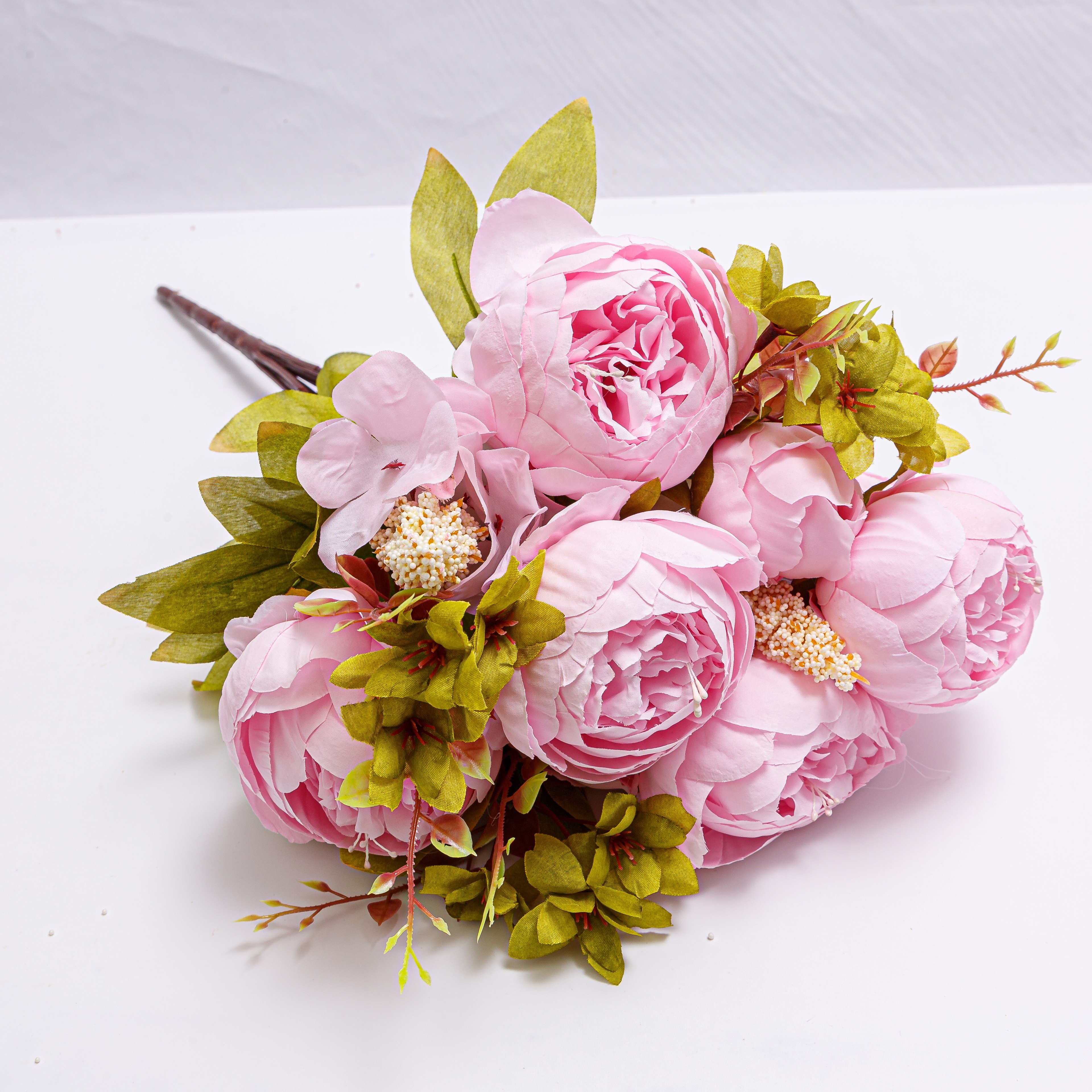 50cm Blue Silk Peony Artificial Flowers Bouquet13 Big Head Fake Flowers for Home Indoor Wedding Decoration