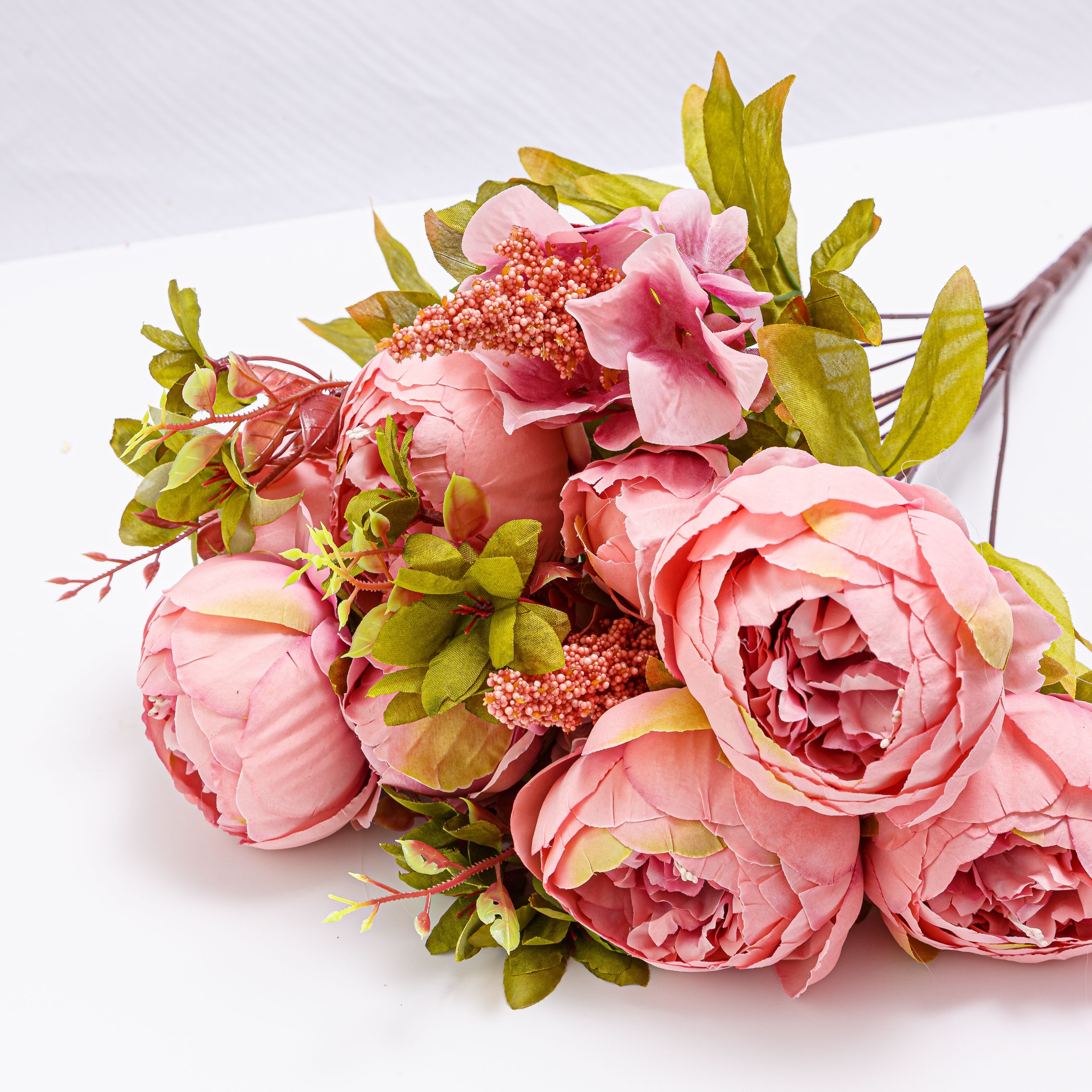 50cm Blue Silk Peony Artificial Flowers Bouquet13 Big Head Fake Flowers for Home Indoor Wedding Decoration