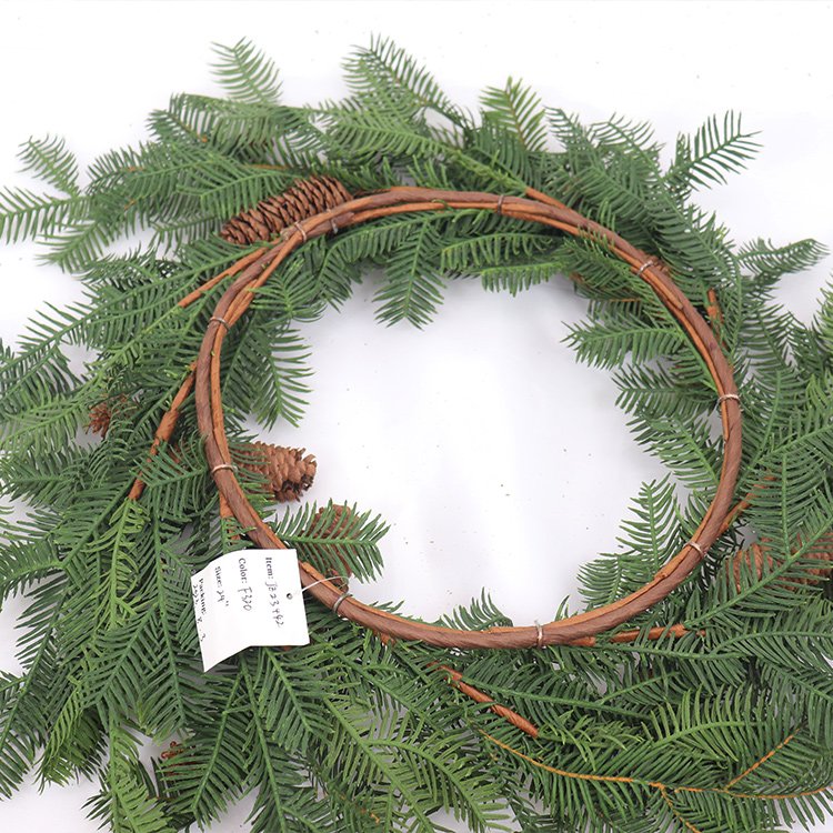 61cm Christmas Hemlock Pine Cone Ring Preserved Artificial Christmas Wreath Wall Table Decoration for Festive Season