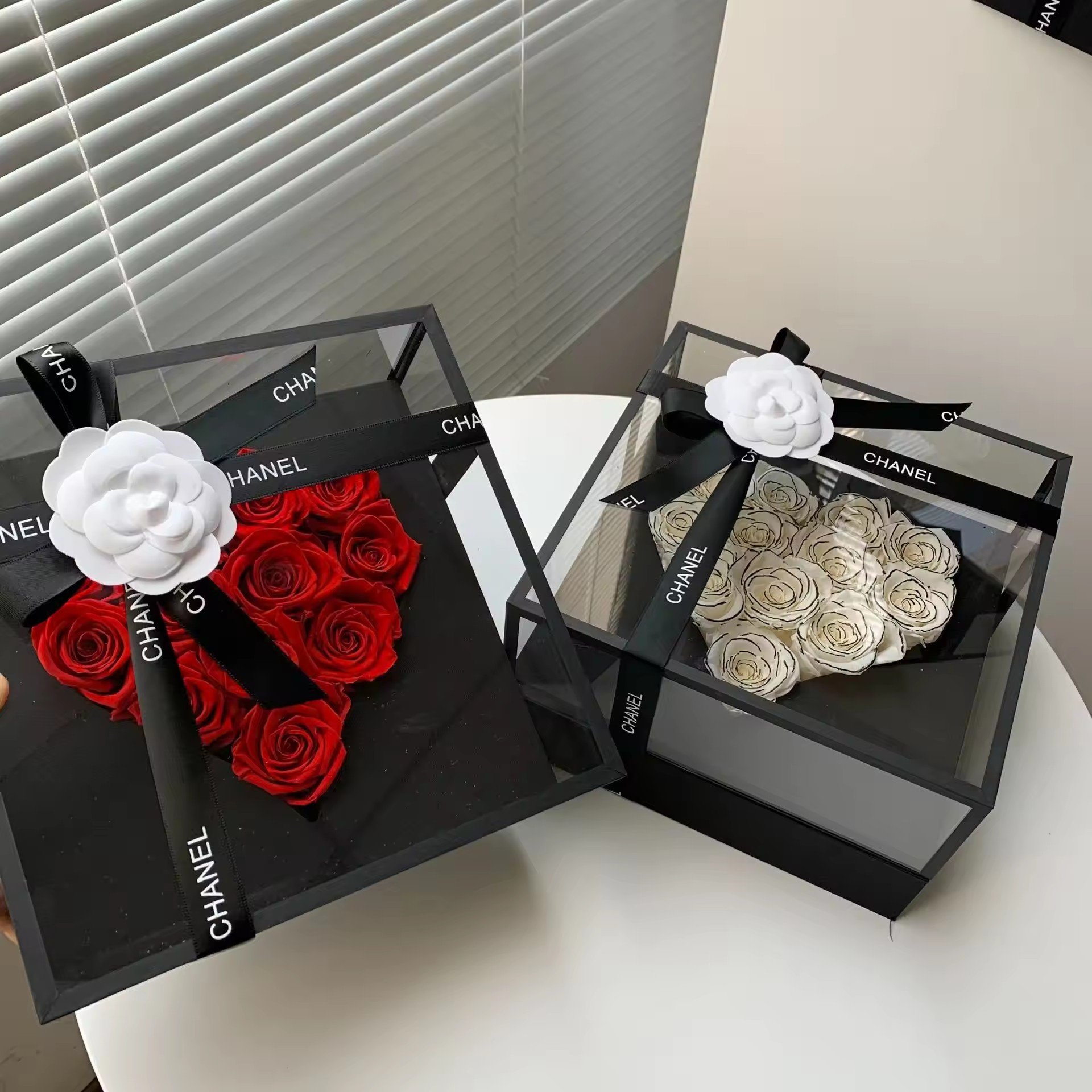Mothers Day Gift wholesale heart shape everlasting Infinity forever preserved eternal rose in acrylic box flowers
