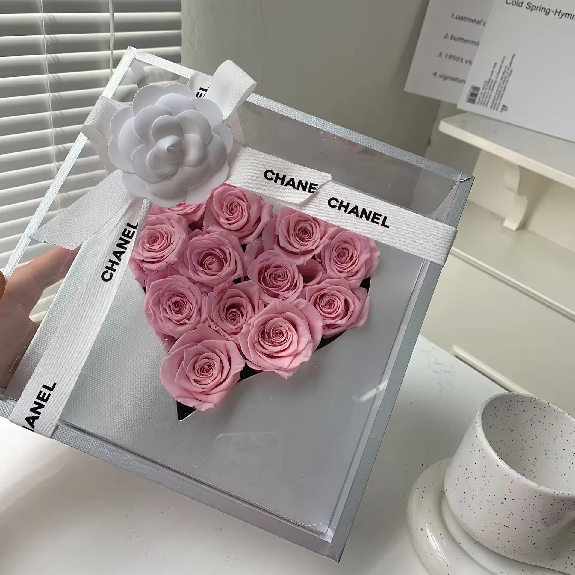 Mothers Day Gift wholesale heart shape everlasting Infinity forever preserved eternal rose in acrylic box flowers