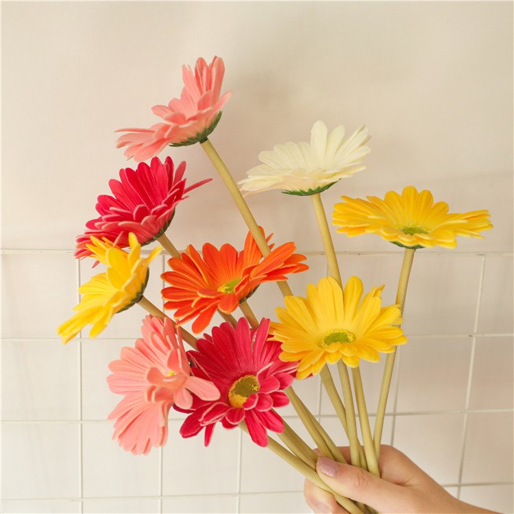 Multicolor Artificial Daisy Flower PU Gerbera Flower for Wedding Party Home Kitchen Decor Floral Arrangements