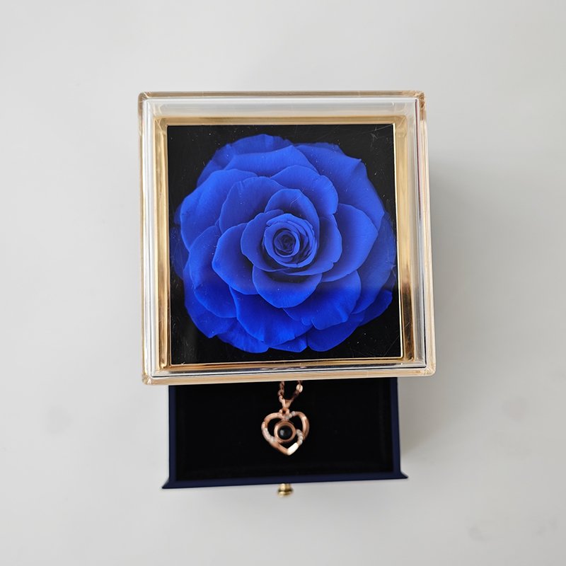 Exquisite design Valentine'S Day Preserved Flower Top Acrylic Necklace Ring Jewelry Gift Box With drawer