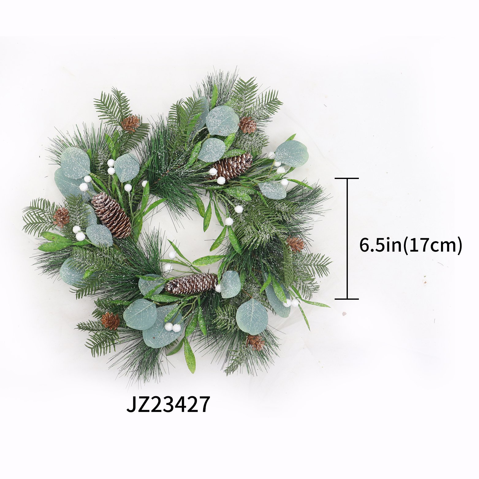 2024 High Quality Artificial 6.5 Inch Pine Cedar Eucalyptus Mistletoe Natural Outdoor Decorative Flower Wreath Door Wall Hanging