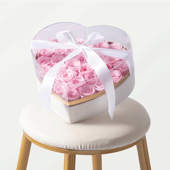 New Arrival Acrylic Box Preserved Flower Heart Shaped Flower Box with Lid Valentines day gift Mother's Day RoseBox Gift Box