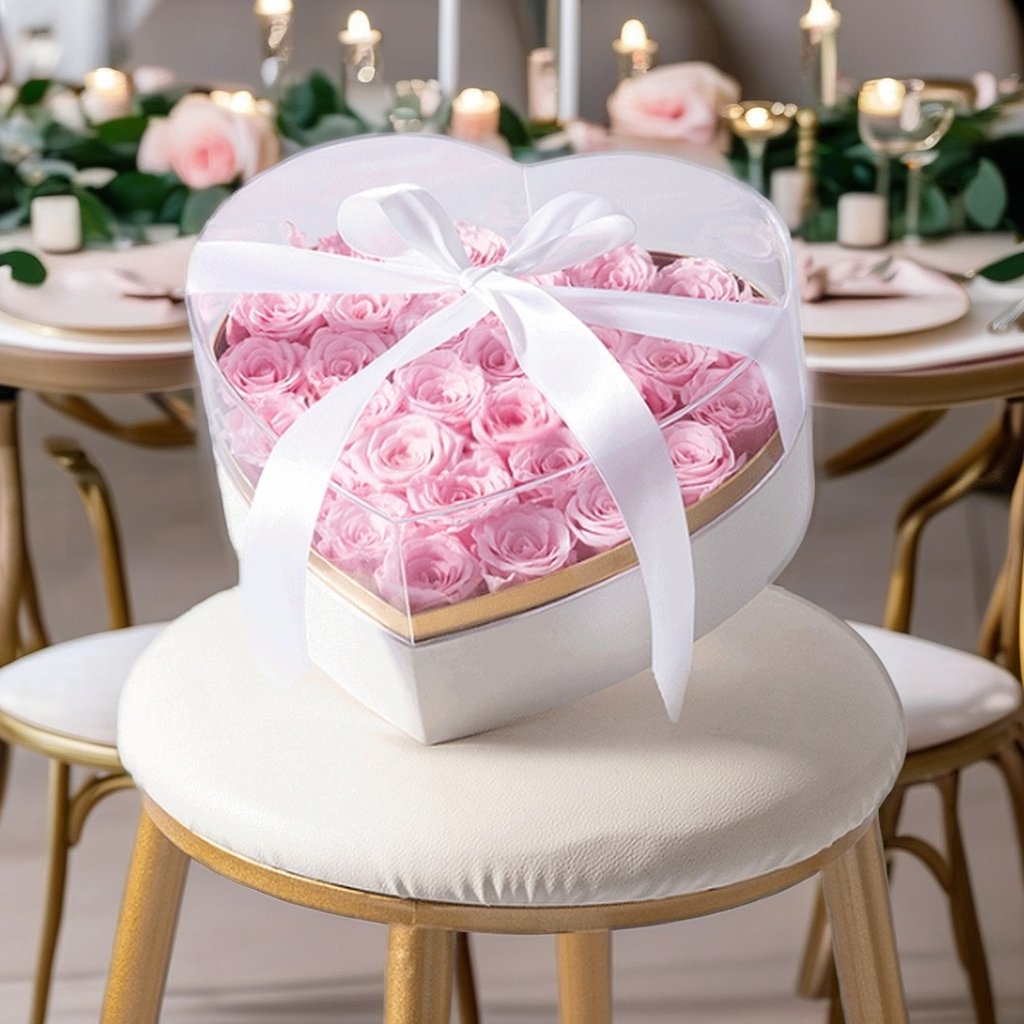 New Arrival Acrylic Box Preserved Flower Heart Shaped Flower Box with Lid Valentines day gift Mother's Day RoseBox Gift Box