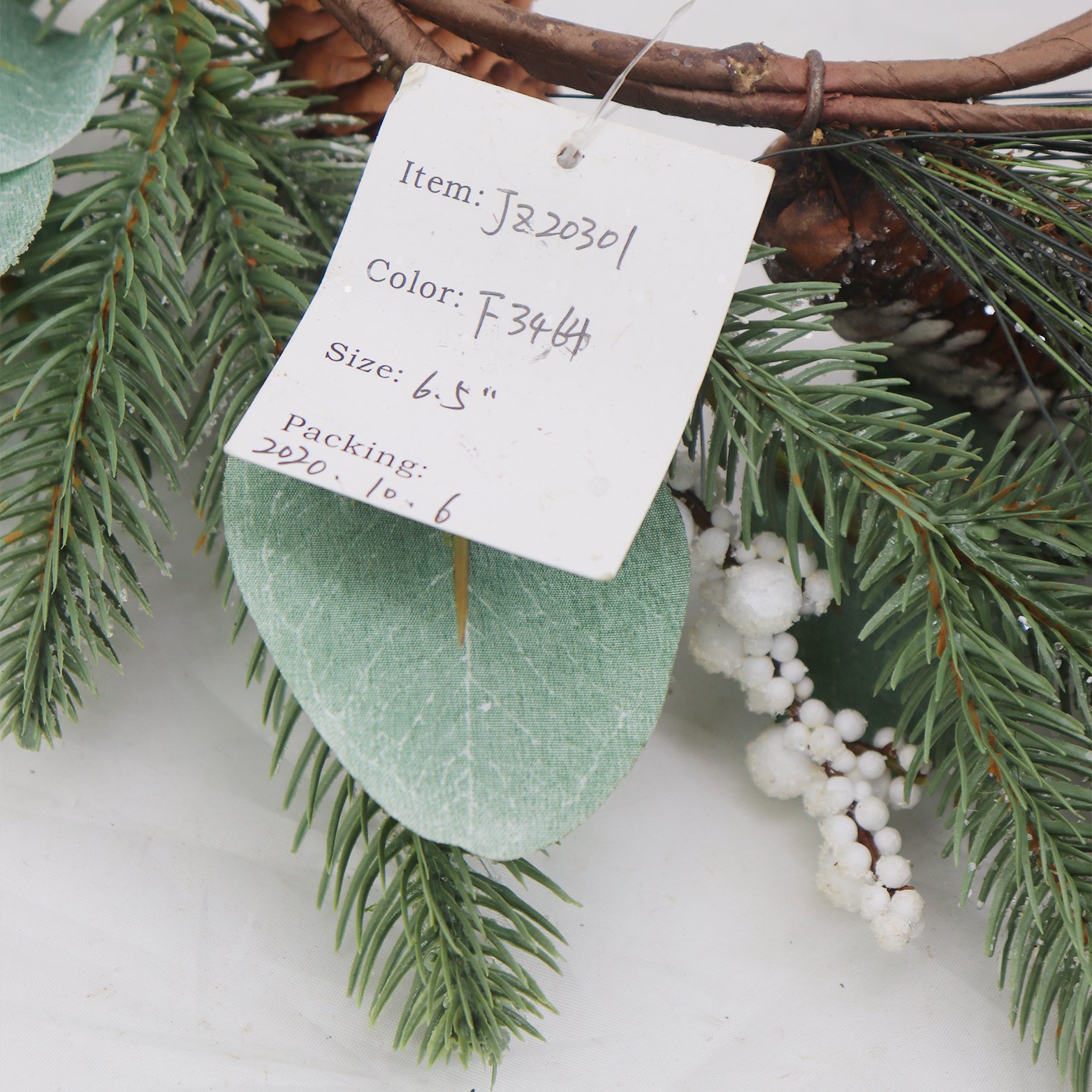 17cm Inner Diameter Pine Fir Frost Candle Ring Preserved Artificial Flowers Christmas Wreath Decoration for Party & Holidays