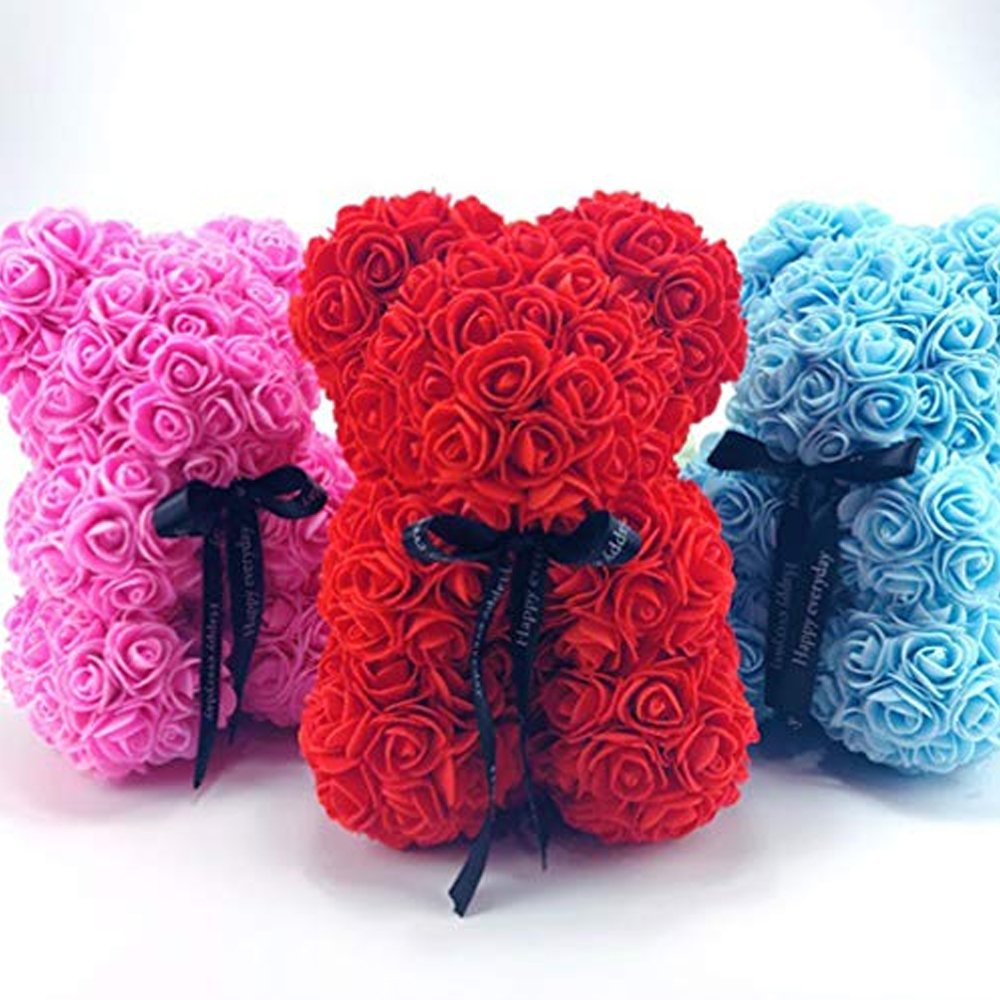 New Collection Pink Rose Teddy Bear 25cm Beautiful Heart Rose Bear For Valentines Day Anniversary Gifts