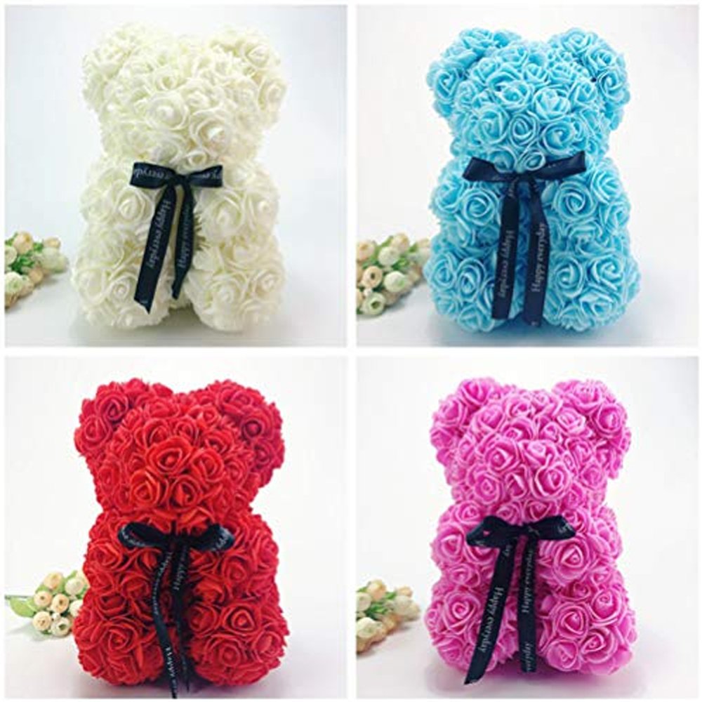 New Collection Pink Rose Teddy Bear 25cm Beautiful Heart Rose Bear For Valentines Day Anniversary Gifts