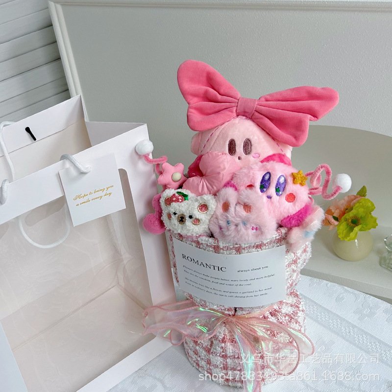 Wholesale New Kawaii Sanrios Flowers Bouquet Plush Keychain Anime Doll Kuromi Cinnamon Pendant Mini Claw Machine Toys