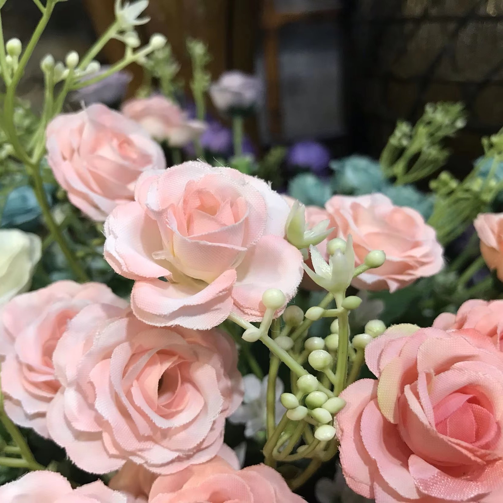 30CM Faux Decorative Preserved Flower Arrangement Christmas Artificial Rose Flowers Realistic Silk Eternal Roses