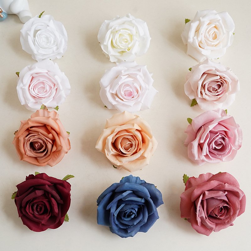 Artificial Flowers Heads 9cm Preserved Rose Flower Head Box For Decoration