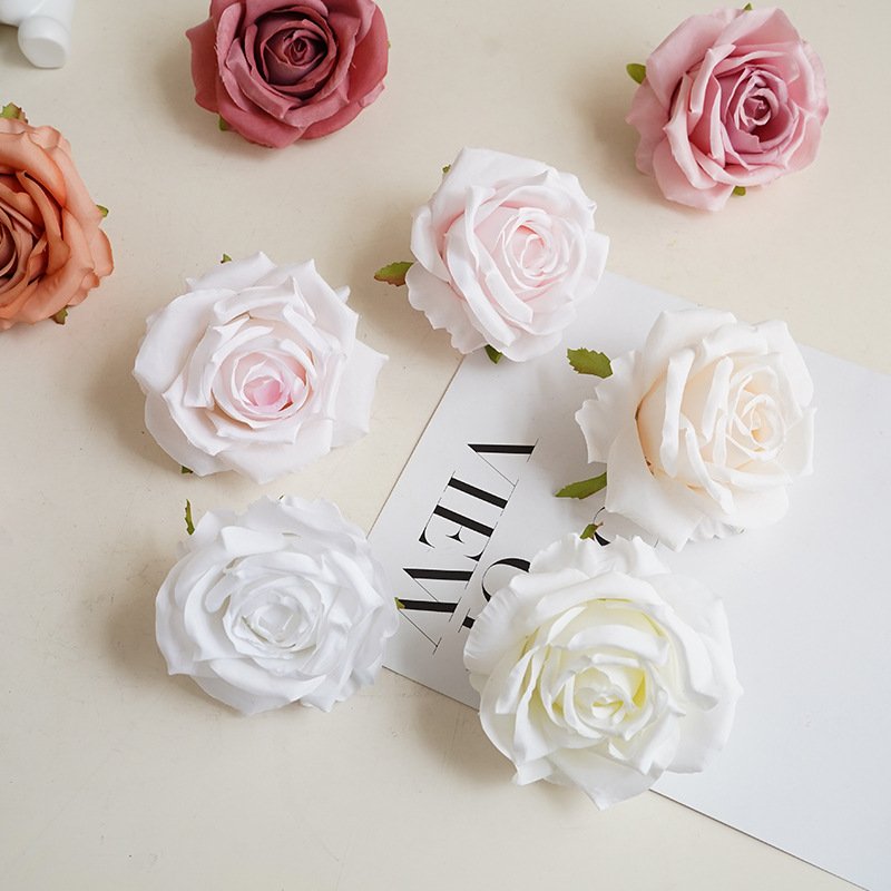 Artificial Flowers Heads 9cm Preserved Rose Flower Head Box For Decoration