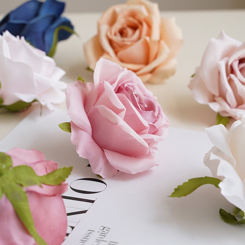 Artificial Flowers Heads 9cm Preserved Rose Flower Head Box For Decoration