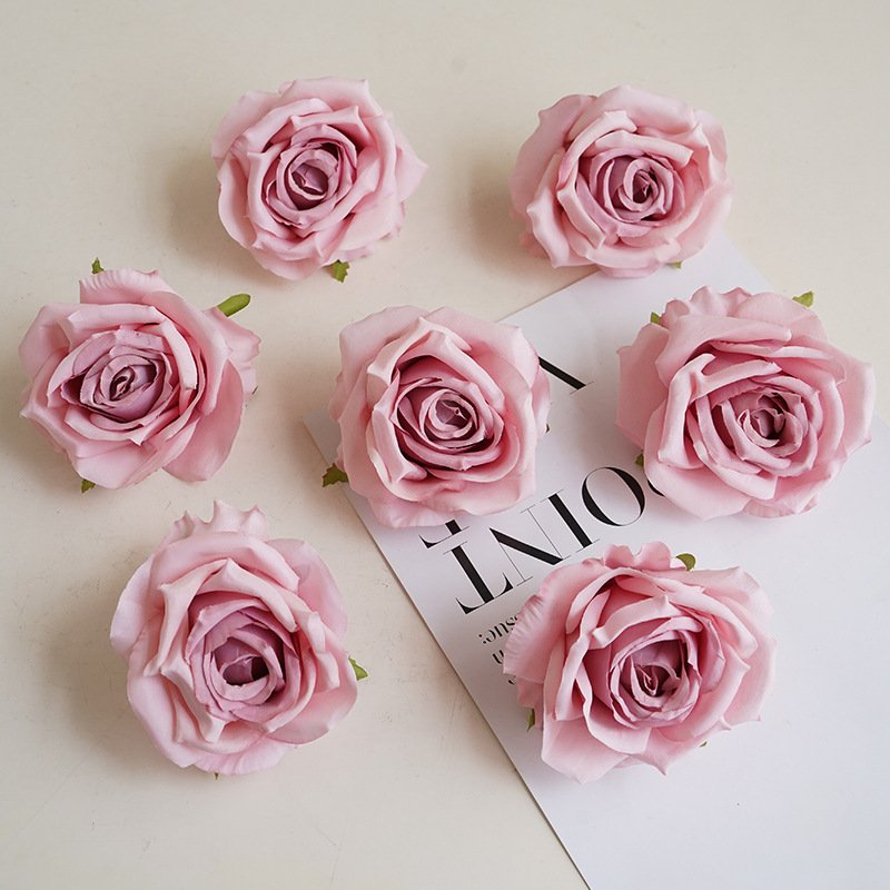 Artificial Flowers Heads 9cm Preserved Rose Flower Head Box For Decoration