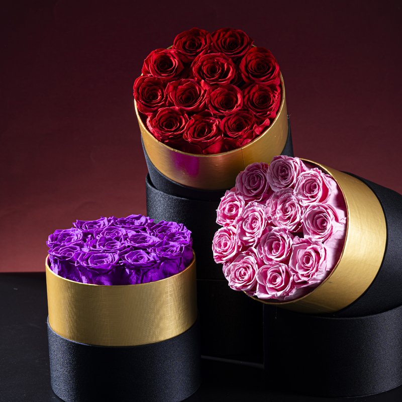 Forever Preserved Roses In Round Gift Box for Girlfriend Valentine's Day Mother's Day Wedding Birthday Christmas