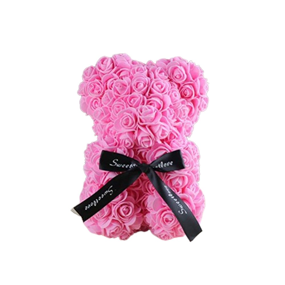 Best Quality Pink Rose Teddy Bear 25cm Beautiful Heart Rose Bear For Anniversary Gifts