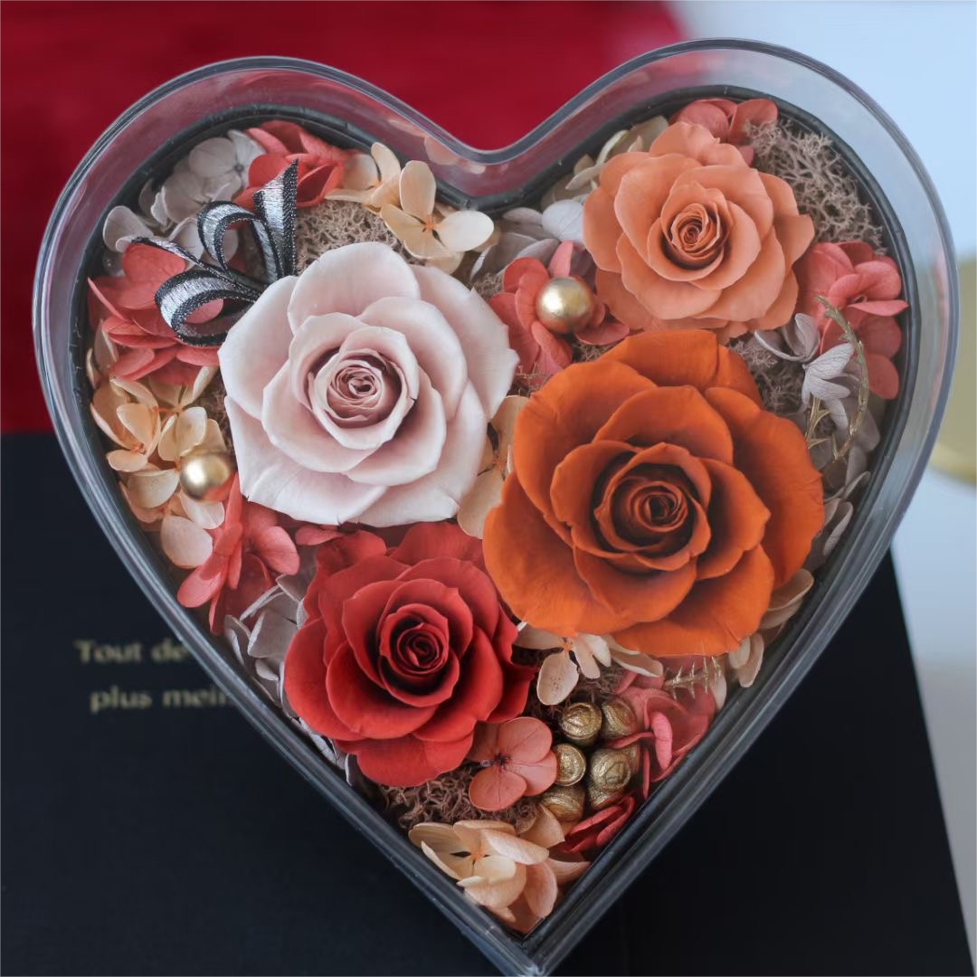 Lovebay Immortal Infinity Decoration Flower Forever Everlasting Eternal Preserved Rose in Heart Floral Boxes dia de la madre