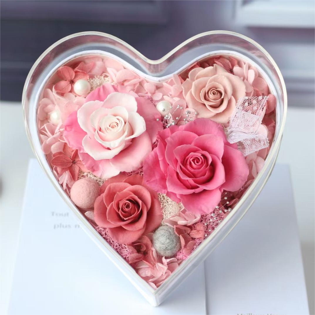 Lovebay Immortal Infinity Decoration Flower Forever Everlasting Eternal Preserved Rose in Heart Floral Boxes dia de la madre