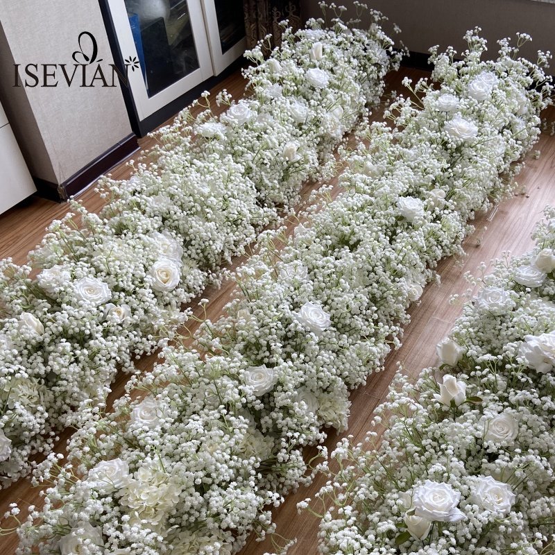 ISEVIAN Wholesale Artificial Roses Silk Wedding Decoration flowers White Flowers