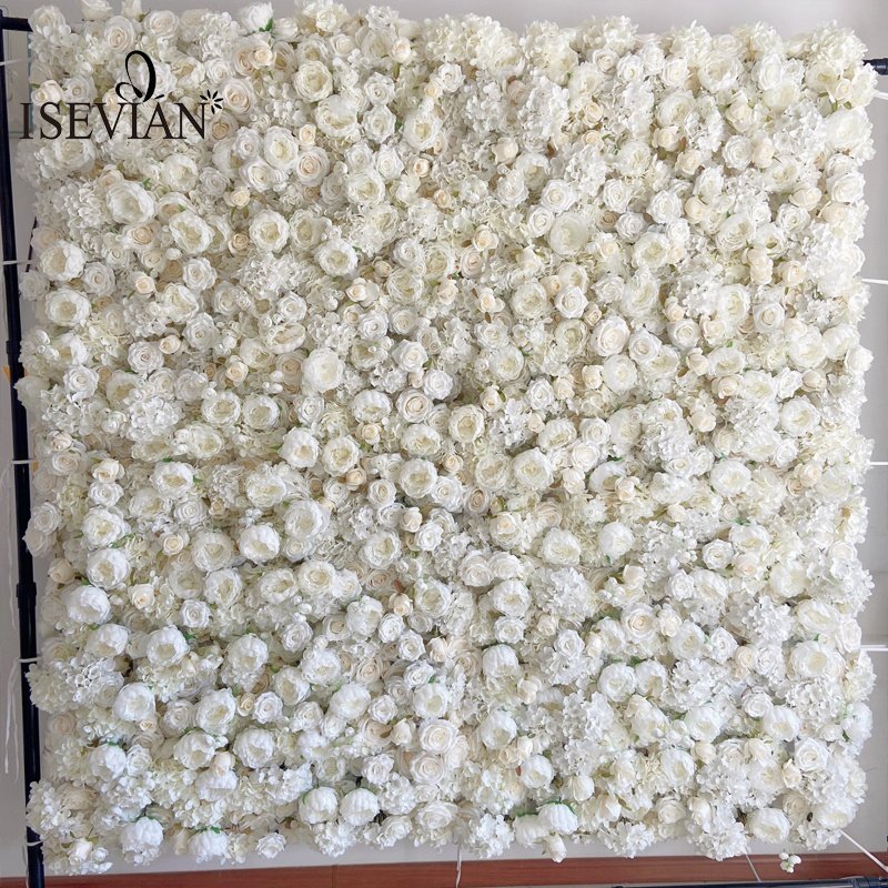 ISEVIAN Wholesale Artificial Roses Silk Wedding Decoration flowers White Flowers