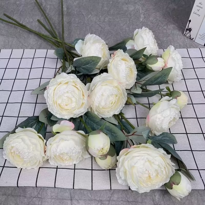 2024 Factory New Popular white red pink real touch preserved peony artificial flower