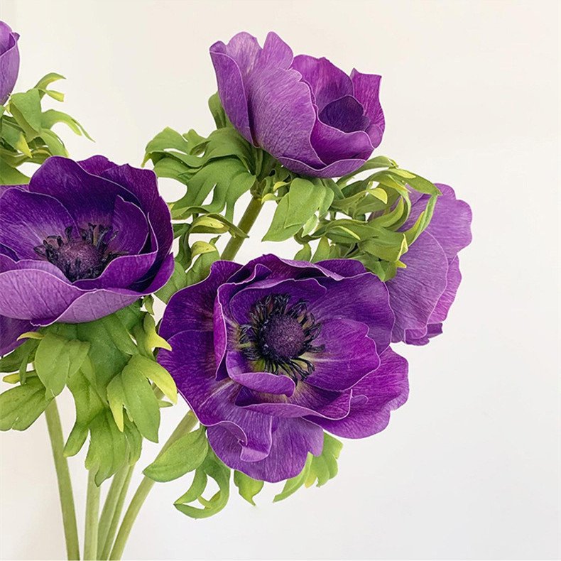 T095 Top Sale Real Touch Moisturizing Anemone Artificial Flower Restaurant Arrangement Decoration Photography Props Wedding