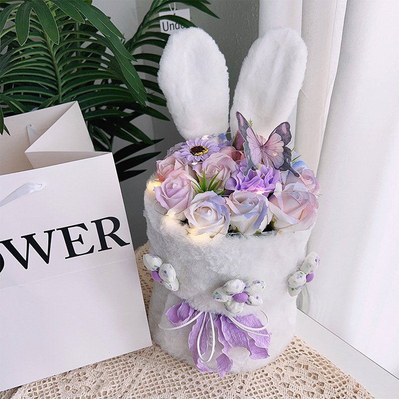 2024 New Rabbit Ear Knitted Flower Graduation Season Gift Valentine's Day Gift Plush Toy