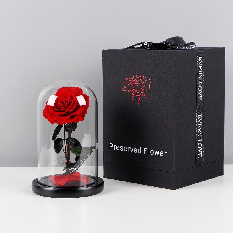 preserved real forever roses glass dome preserved flowers leaves preserved roses in glass dome