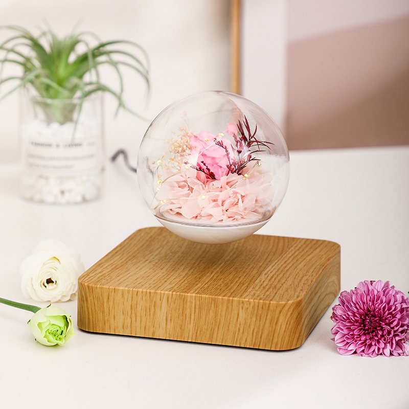 HCNT Magnetic Levitating Lamp Forever Rose Romantic Flower Bulb Lights Preserved Flowers Plant Lamp for Gift Home Decor