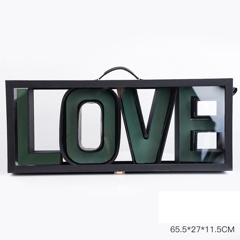 Luxury Valentine'S Day Romantic Gift Transparent Acrylic Tote Box Heart Love Preserved Flowers Box