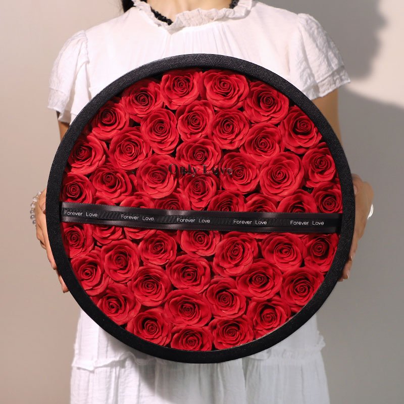2024 Valentine Decoration Real Heart Shape 99 Roses Red Immortal Flowers Arrangement Gift Box Forever Eternal Rose