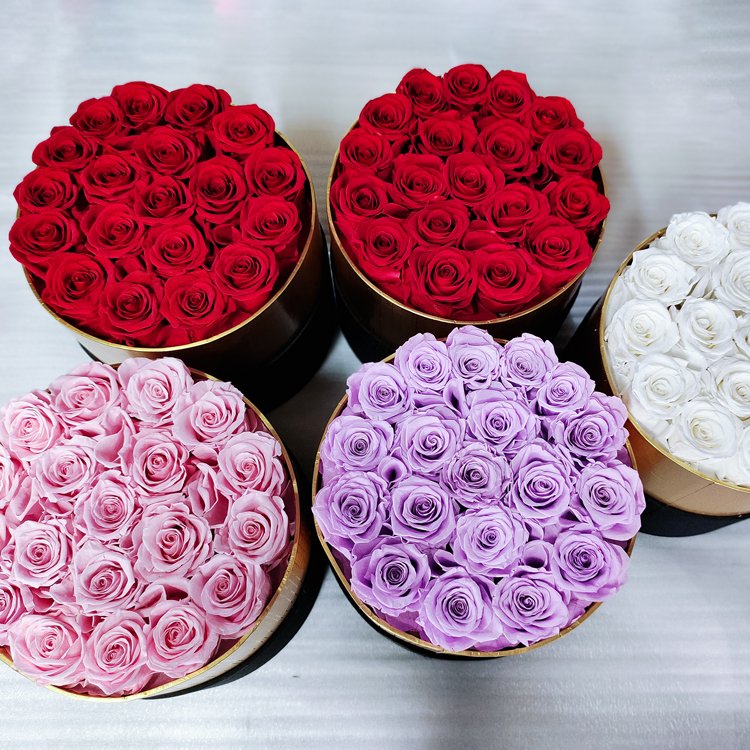 HFloral Customizable New Arrival Preserved Flowers Box OEM ODM Rose in Box For Mothers Day Gift Set Boxed Roses Valentines