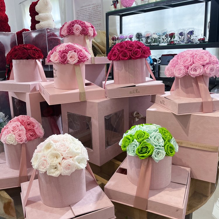 HFloral Customizable New Arrival Preserved Flowers Box OEM ODM Rose in Box For Mothers Day Gift Set Boxed Roses Valentines