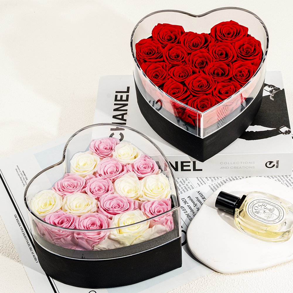 New Product Ideas 2024 Eternal Roses Acrylic Lid Heart Box Long Life Home Christmas Decor Valentine Day Gifts Preserved Flower