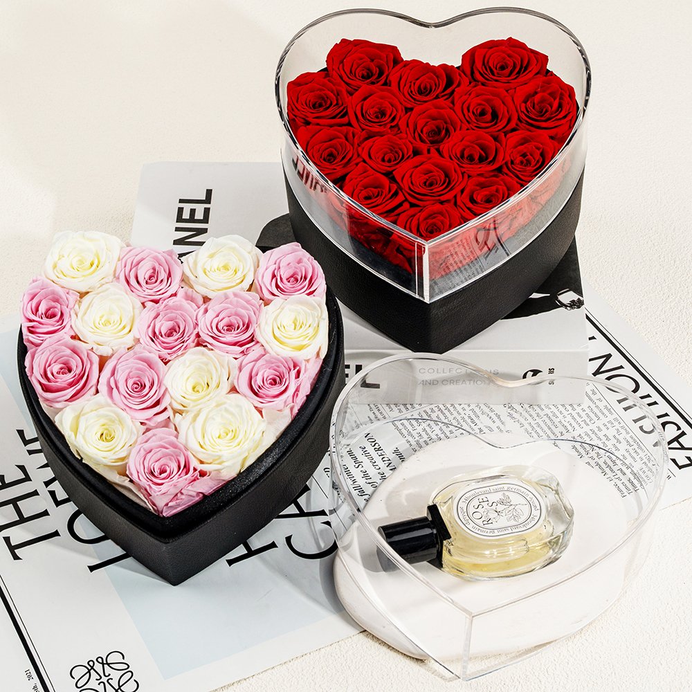 New Product Ideas 2024 Eternal Roses Acrylic Lid Heart Box Long Life Home Christmas Decor Valentine Day Gifts Preserved Flower
