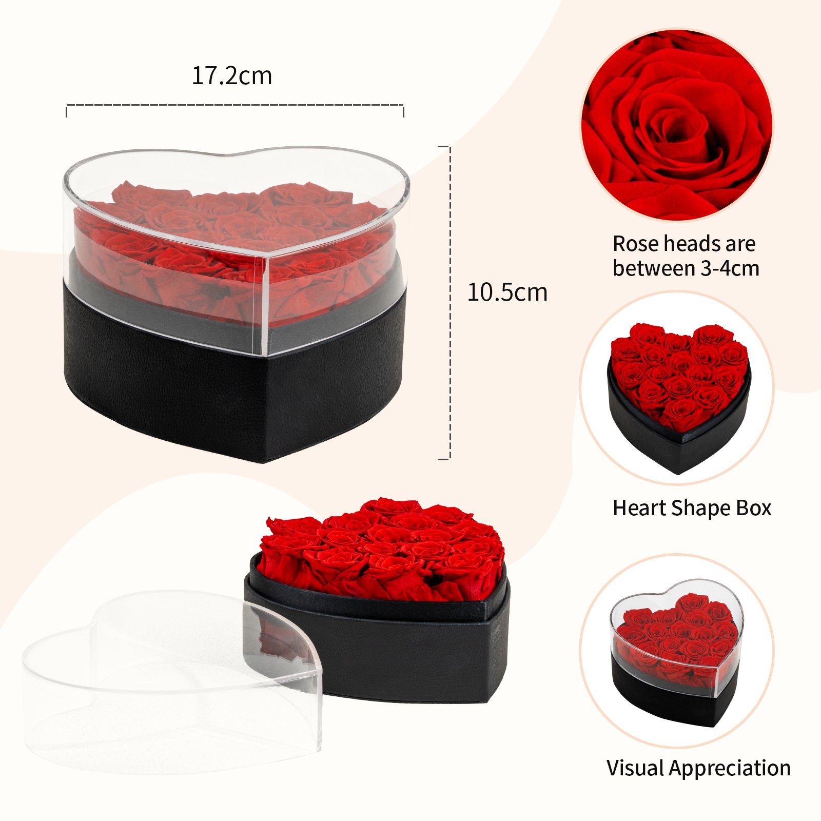 New Product Ideas 2024 Eternal Roses Acrylic Lid Heart Box Long Life Home Christmas Decor Valentine Day Gifts Preserved Flower