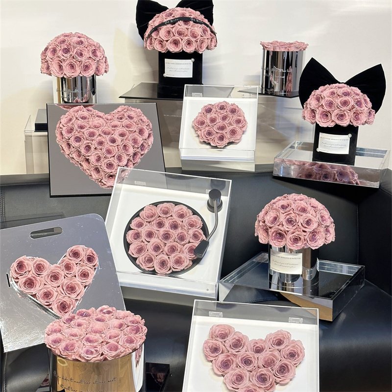 Wholesale China Various Styles Pink Roses Gift Box Real Natural Everlasting Immortal Forever Eternal Preserved Flower for Girls